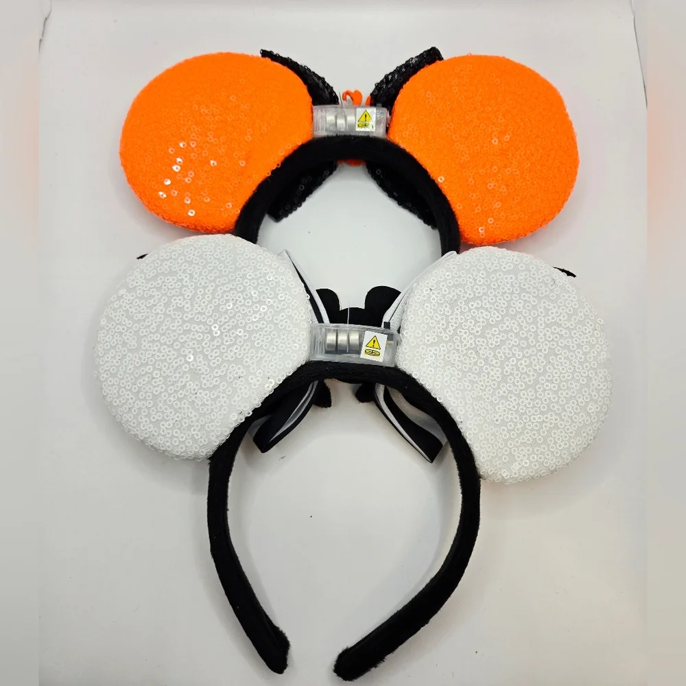 2 Halloween Themed Light Up Ears Headbands Sparkley